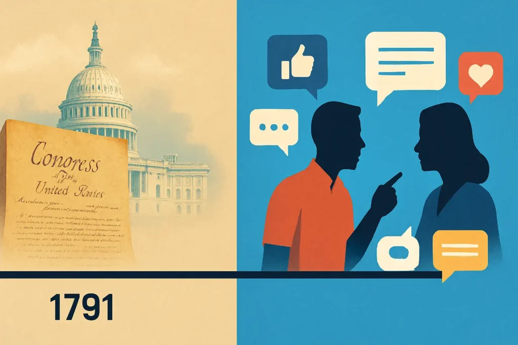 First Amendment history timeline — from 1791 ratification to modern free speech debates