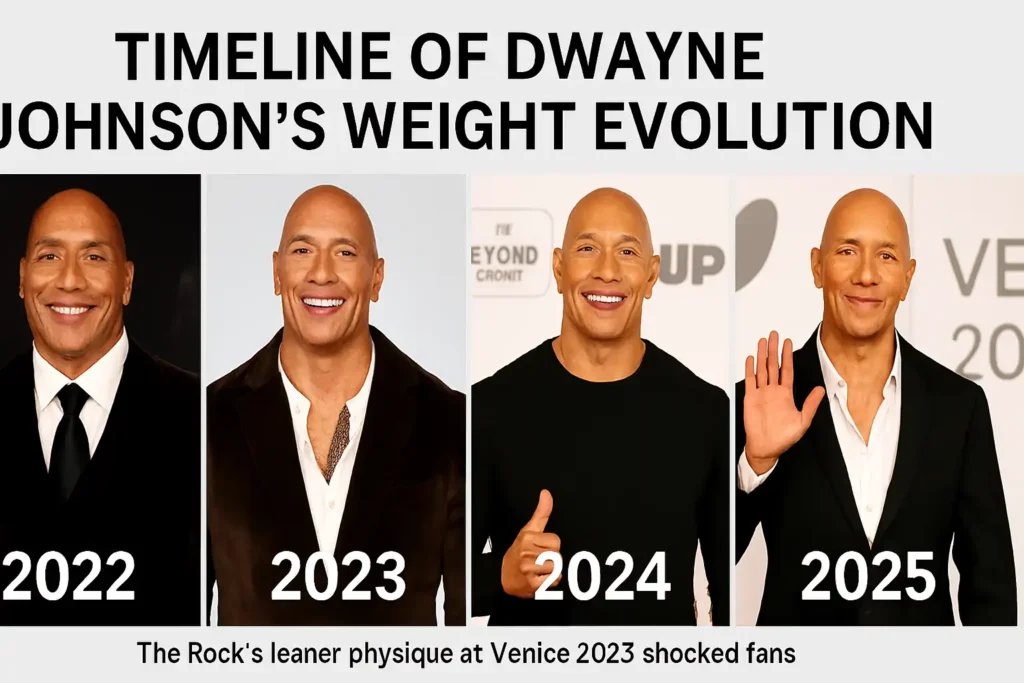 timeline of Dwayne Johnson’s weight evolution figure